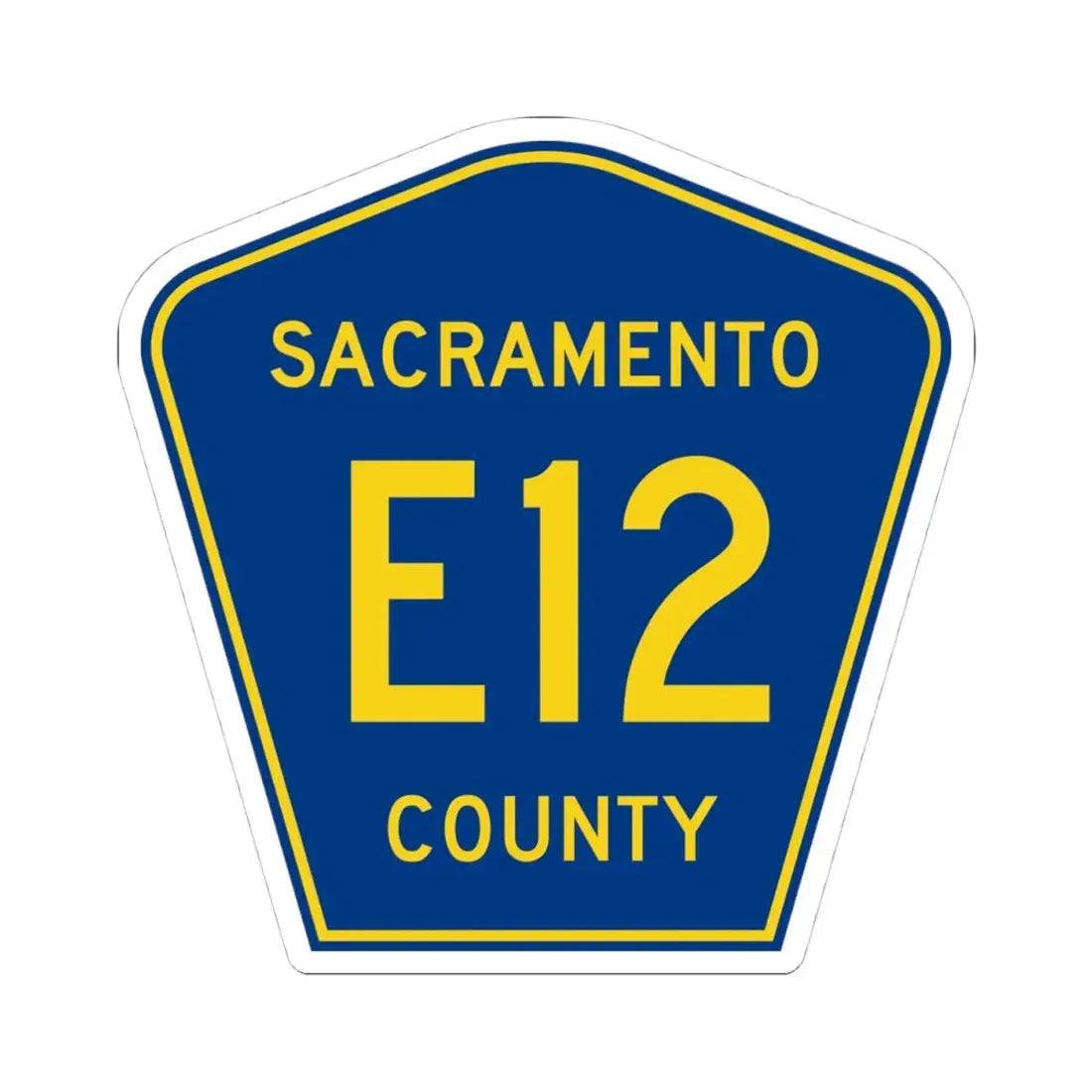 Sacramento County E12 (California) (Road Sign) STICKER Vinyl Kiss-Cut Decal 4 Inch White - The Sticker Space