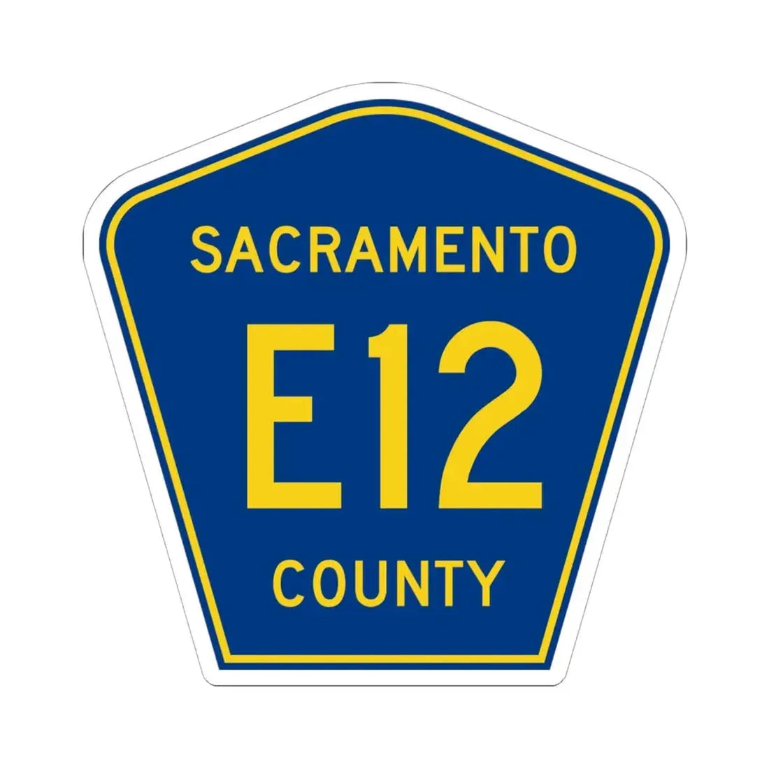 Sacramento County E12 (California) (Road Sign) STICKER Vinyl Kiss-Cut Decal 6 Inch White - The Sticker Space