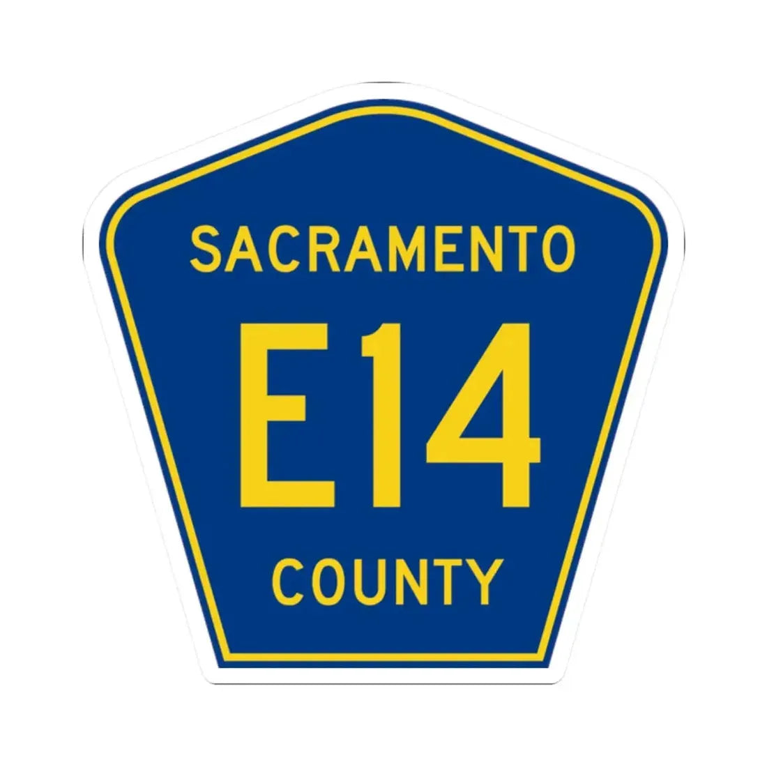 Sacramento County E14 (California) (Road Sign) STICKER Vinyl Kiss-Cut Decal 2 Inch White - The Sticker Space
