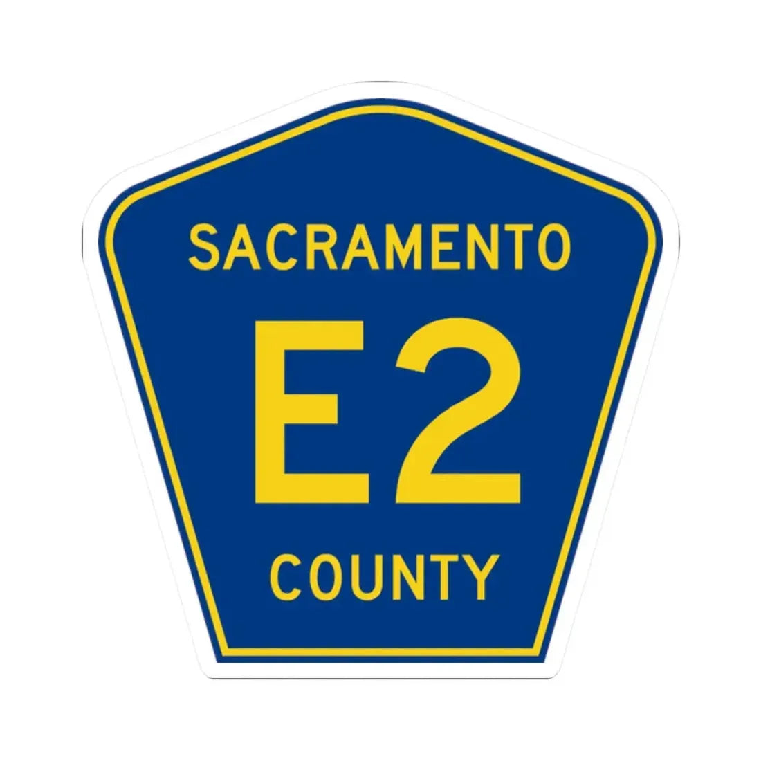 Sacramento County E2 (California) (Road Sign) STICKER Vinyl Kiss-Cut Decal 2 Inch White - The Sticker Space