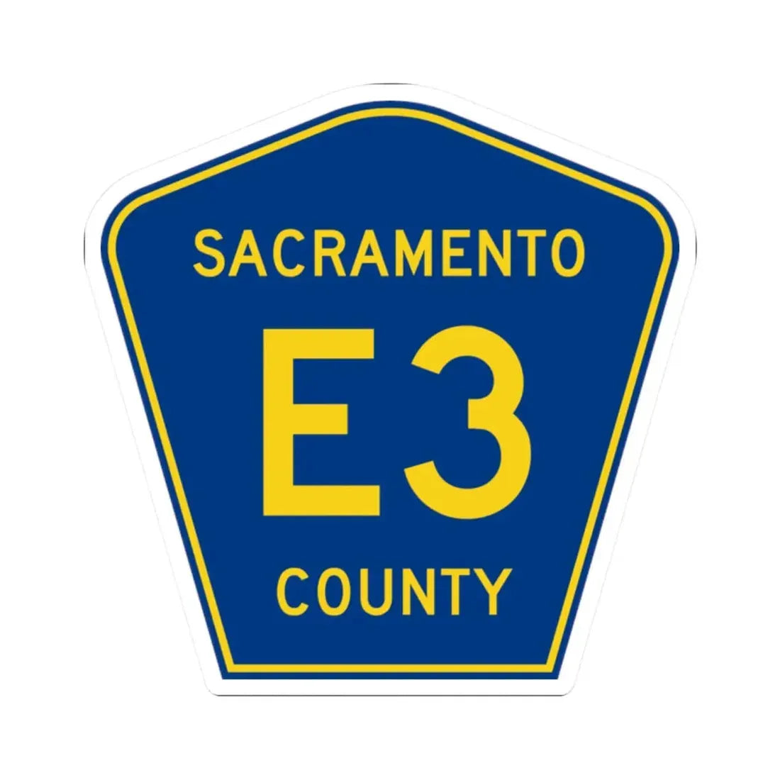 Sacramento County E3 (California) (Road Sign) STICKER Vinyl Kiss-Cut Decal 2 Inch White - The Sticker Space