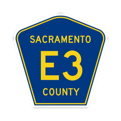 Sacramento County E3 (California) (Road Sign) STICKER Vinyl Kiss-Cut Decal 2 Inch White - The Sticker Space