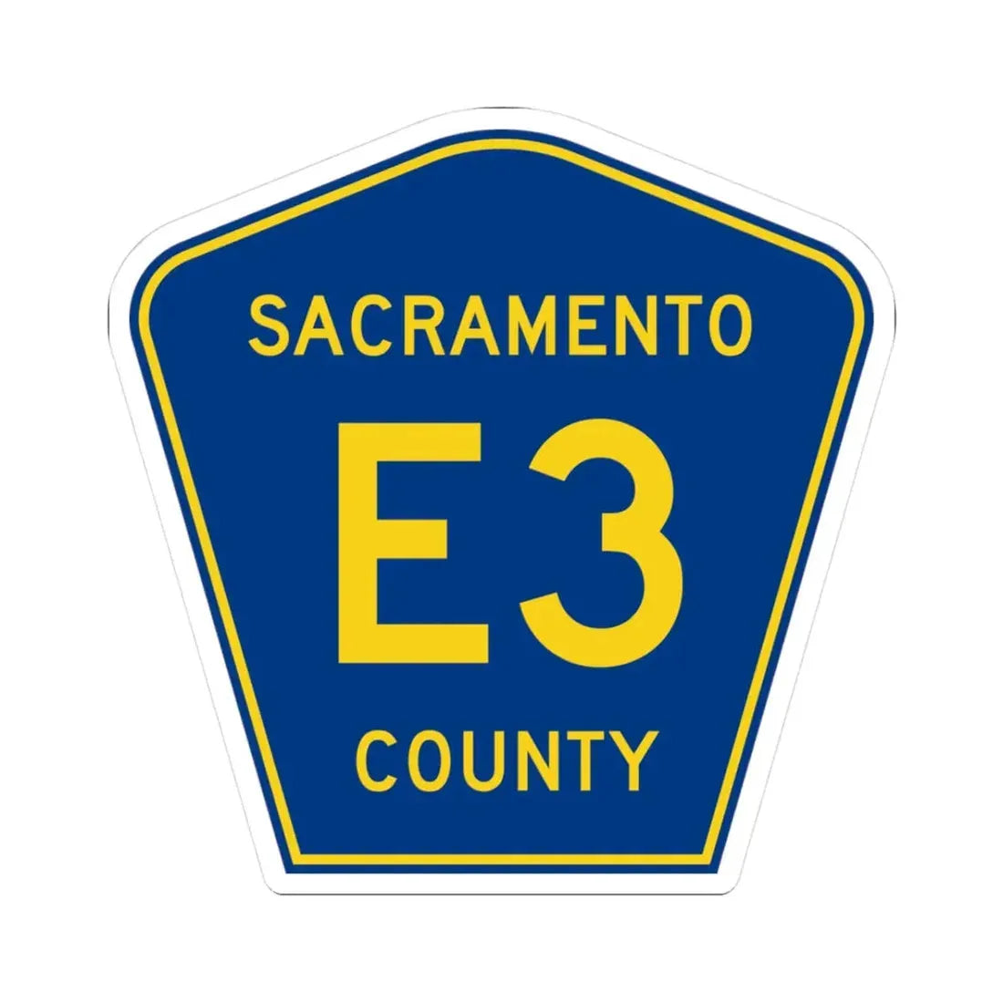 Sacramento County E3 (California) (Road Sign) STICKER Vinyl Kiss-Cut Decal 3 Inch White - The Sticker Space