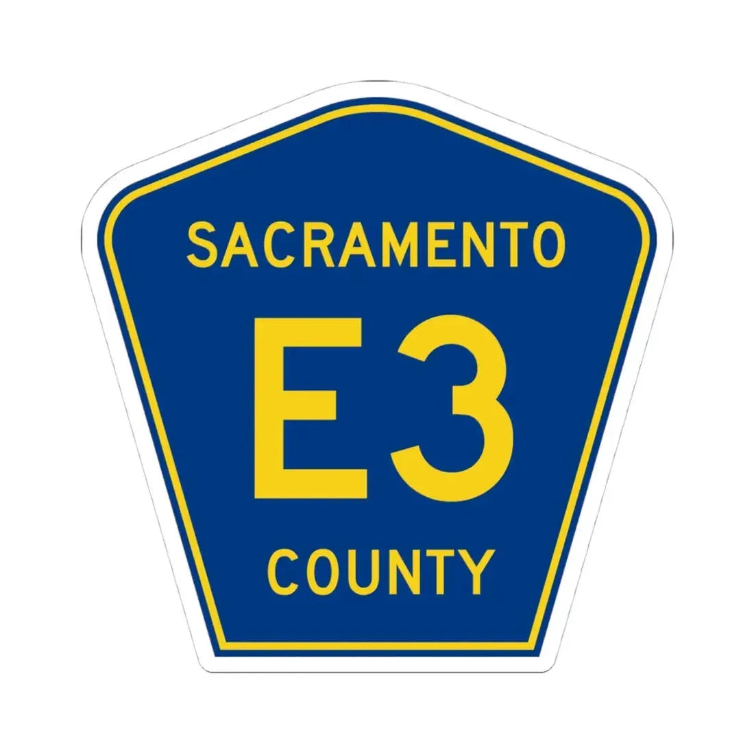 Sacramento County E3 (California) (Road Sign) STICKER Vinyl Kiss-Cut Decal 4 Inch White - The Sticker Space