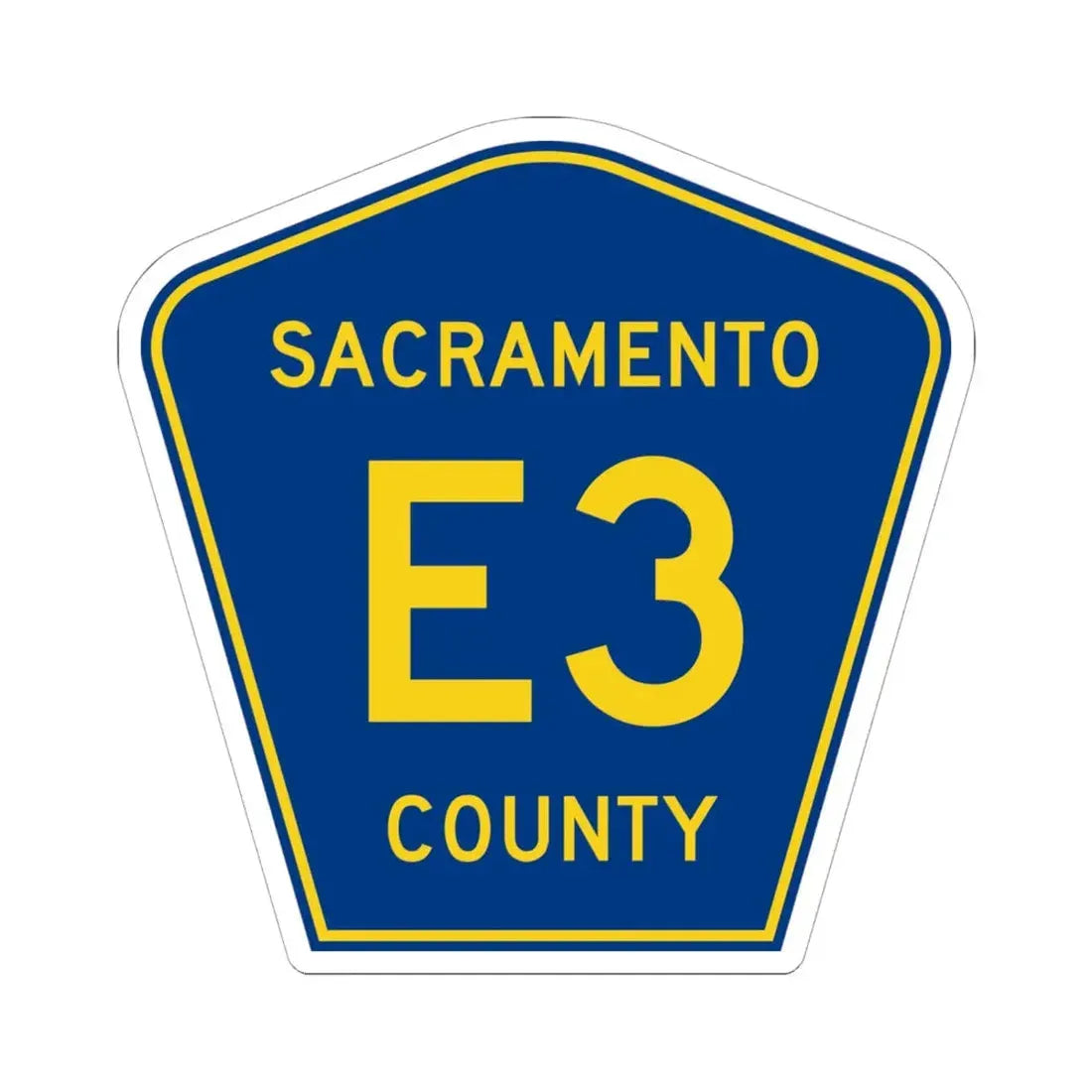 Sacramento County E3 (California) (Road Sign) STICKER Vinyl Kiss-Cut Decal 6 Inch White - The Sticker Space