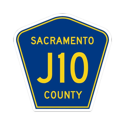 Sacramento County J10 (California) (Road Sign) STICKER Vinyl Kiss-Cut Decal 3 Inch White - The Sticker Space