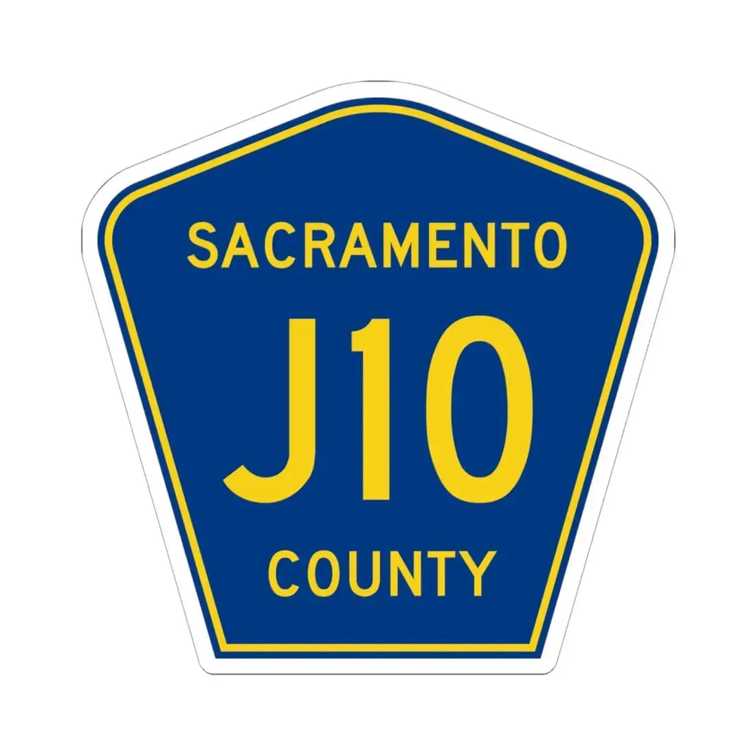 Sacramento County J10 (California) (Road Sign) STICKER Vinyl Kiss-Cut Decal 6 Inch White - The Sticker Space