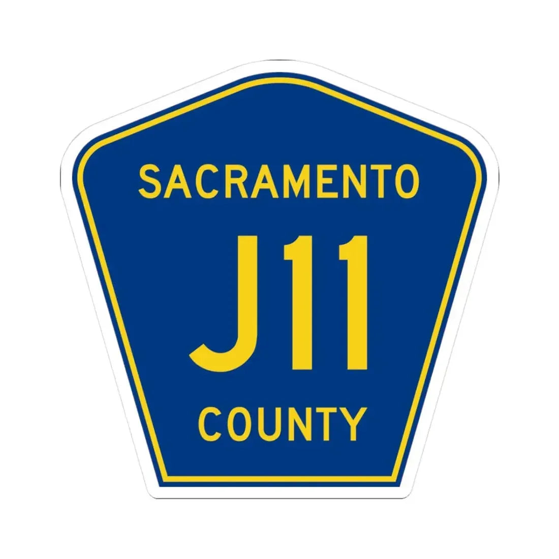 Sacramento County J11 (California) (Road Sign) STICKER Vinyl Kiss-Cut Decal 3 Inch White - The Sticker Space
