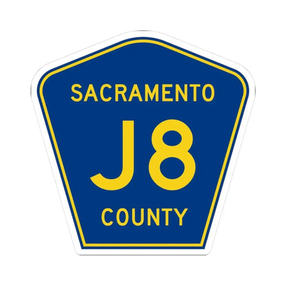 Sacramento County J8 (California) (Road Sign) STICKER Vinyl Kiss-Cut Decal 3 Inch White - The Sticker Space