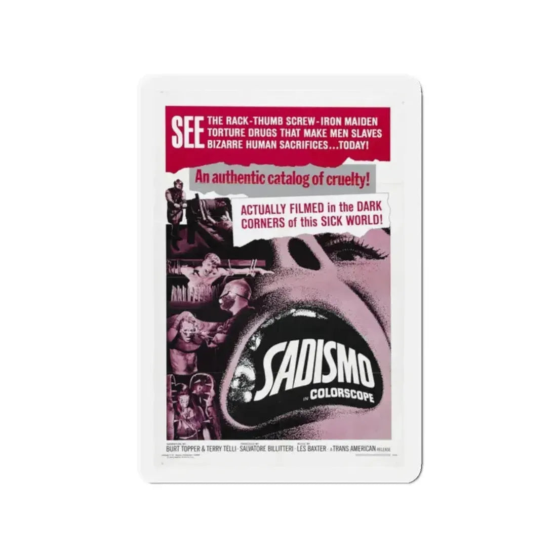 SADISMO 1967 Movie Poster - Refrigerator Magnet 2 Inch Die-Cut - The Sticker Space