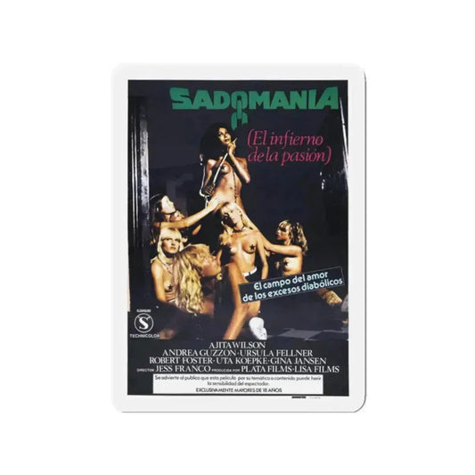 SADOMANIA 1981 Movie Poster - Refrigerator Magnet 2 Inch Die-Cut - The Sticker Space