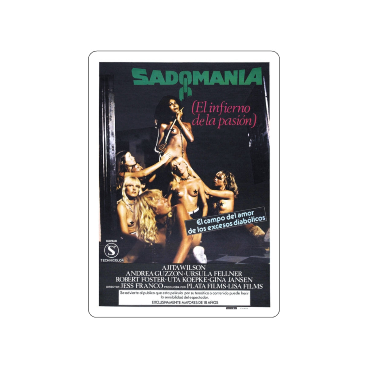 SADOMANIA 1981 Movie Poster STICKER Vinyl Die-Cut Decal-White-The Sticker Space