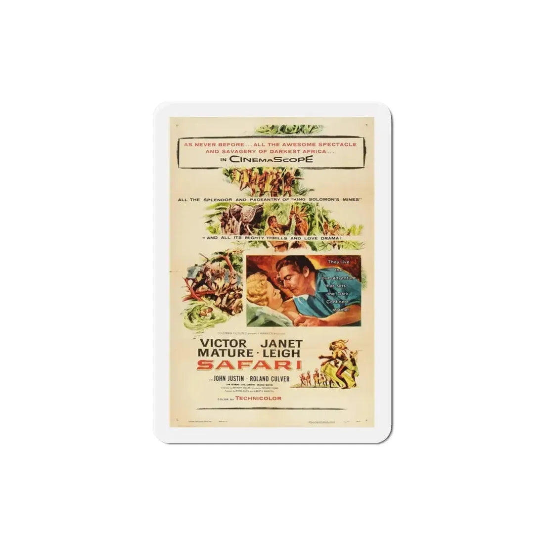 Safari 1956 Movie Poster Refrigerator Magnet 3 Inch - The Sticker Space