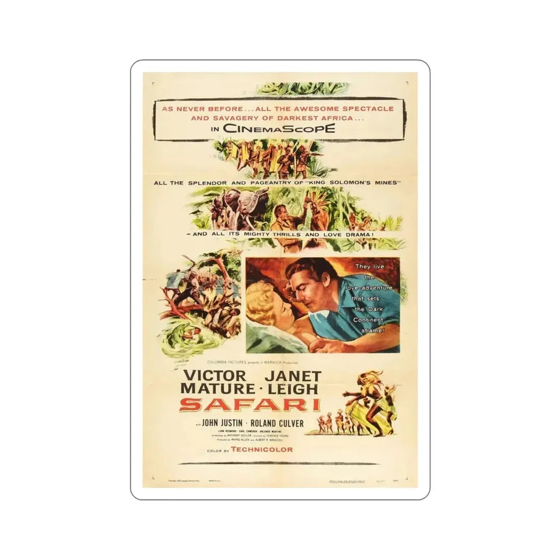 Safari 1956 Movie Poster STICKER Vinyl Die-Cut Decal 3 Inch - The Sticker Space