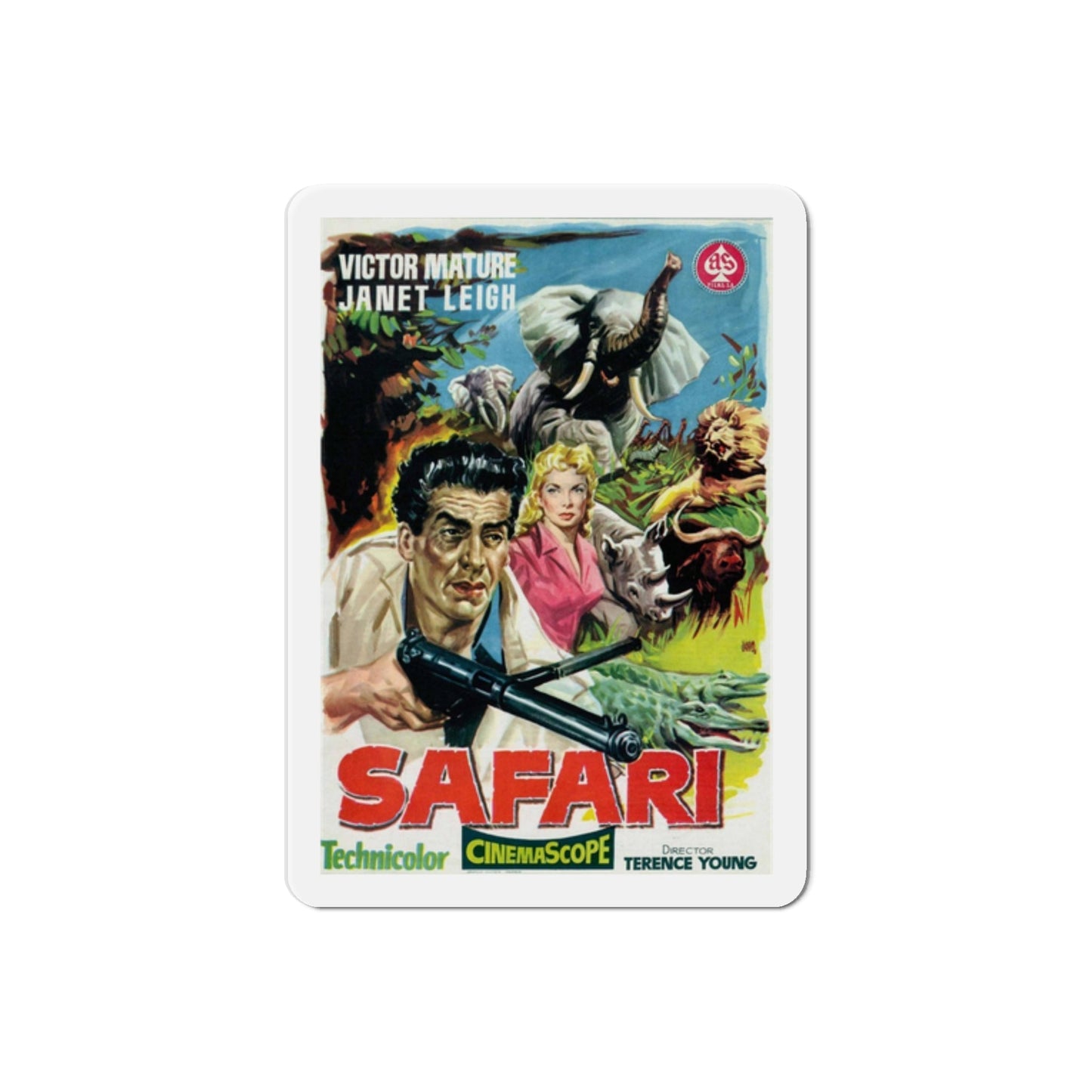 Safari 1956 v2 Movie Poster Die-Cut Magnet-2 Inch-The Sticker Space