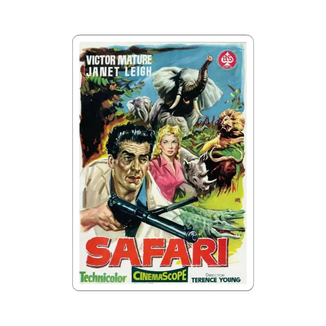 Safari 1956 v2 Movie Poster - STICKER Vinyl Kiss-Cut Decal 6 Inch White - The Sticker Space