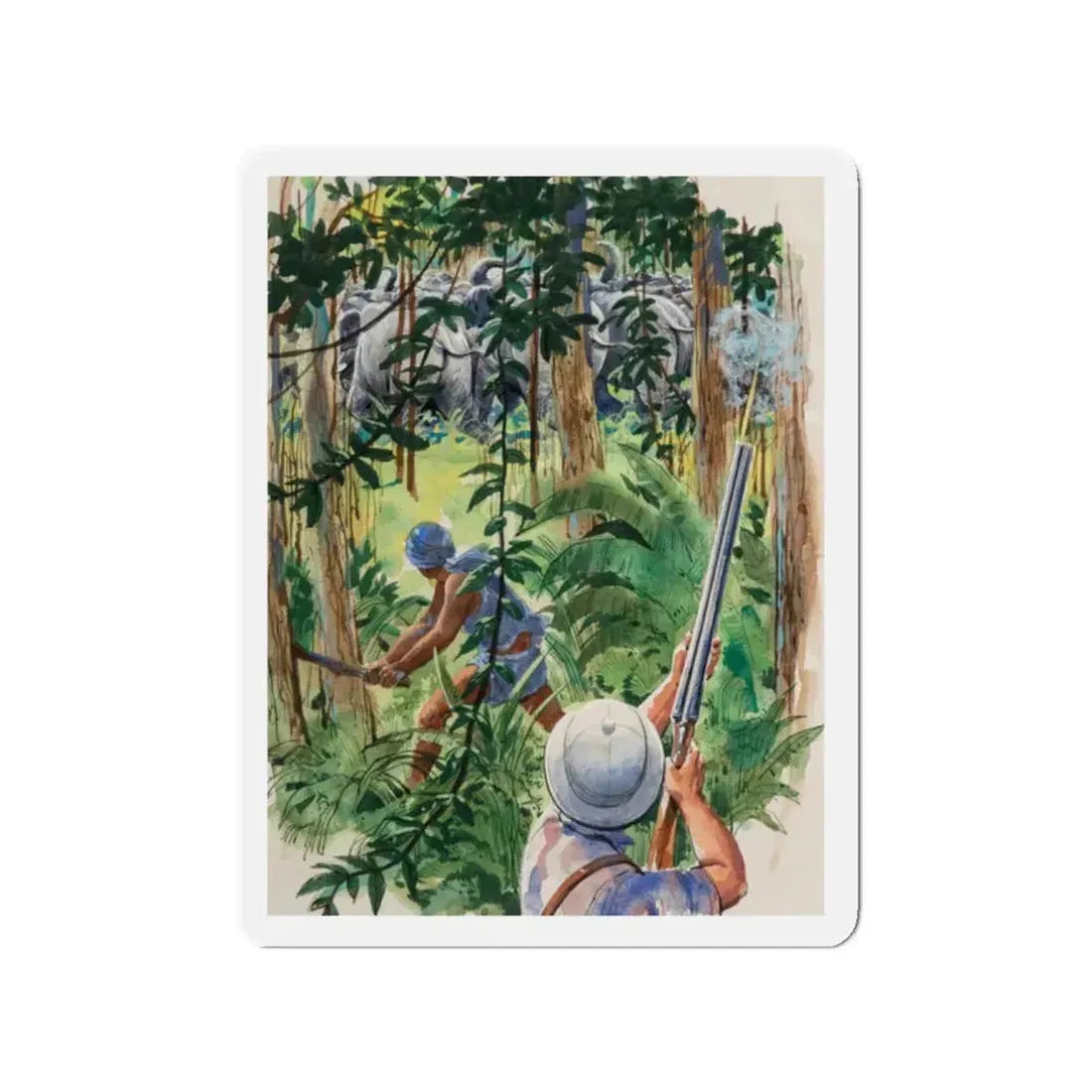 Safari children's book illustration (Magazine Illustration) Refrigerator Magnet 2 Inch Die-Cut - The Sticker Space