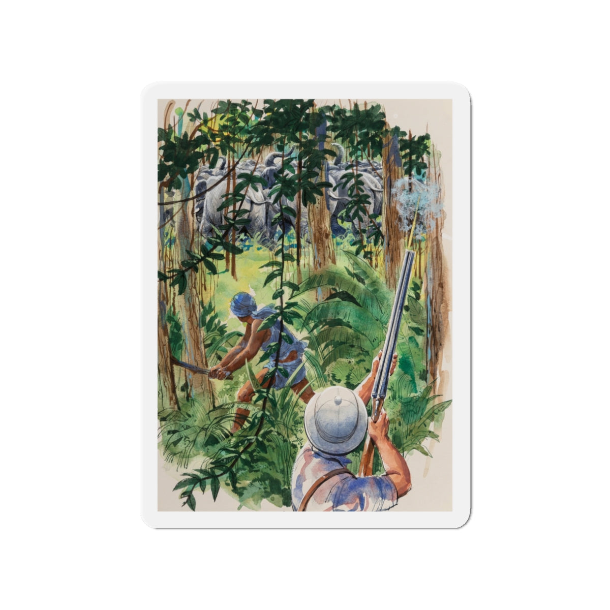 Safari children's book illustration (Magazine Illustration) Refrigerator Magnet-3" x 3"-The Sticker Space