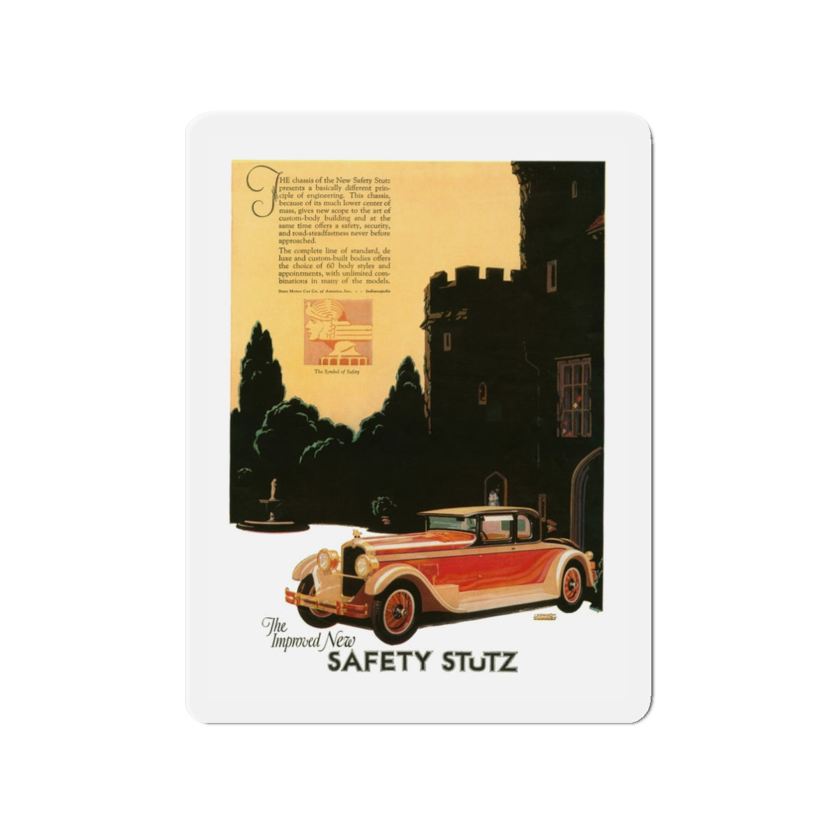 Safety Stutz ad, 1927 (1) (Magazine Illustration) Refrigerator Magnet-3 Inch-The Sticker Space