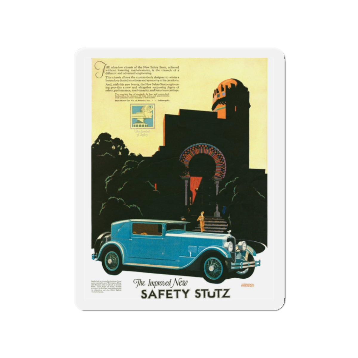 Safety Stutz ad, 1927 (2) (Magazine Illustration) Refrigerator Magnet-2" x 2"-The Sticker Space