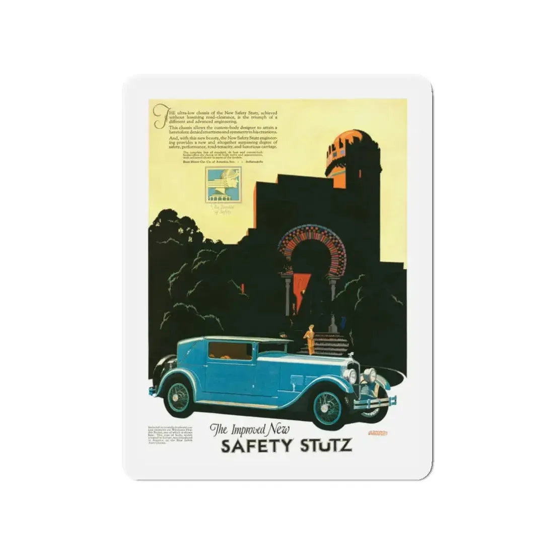 Safety Stutz ad, 1927 (2) (Magazine Illustration) Refrigerator Magnet - The Sticker Space