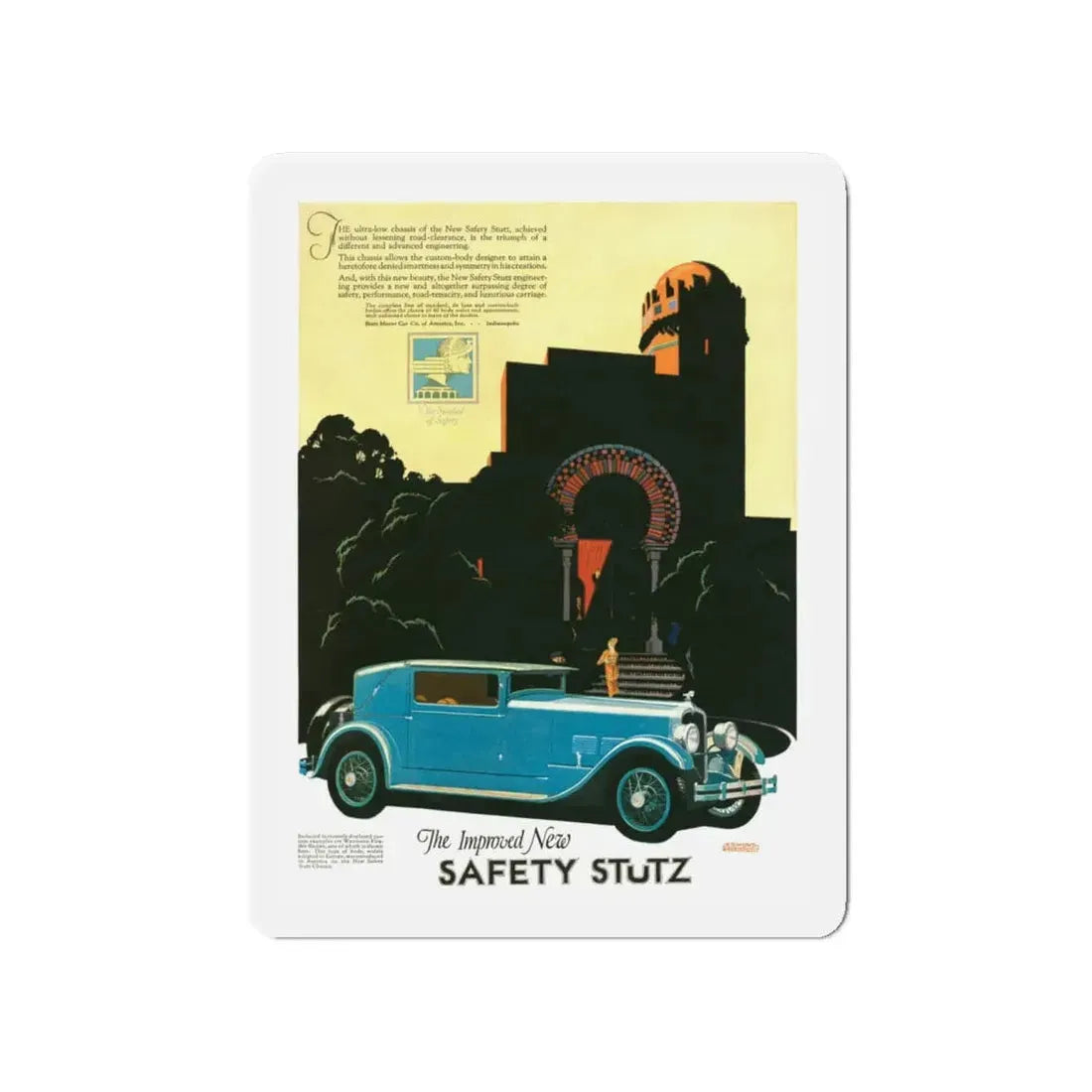 Safety Stutz ad, 1927 (2) (Magazine Illustration) Refrigerator Magnet - The Sticker Space