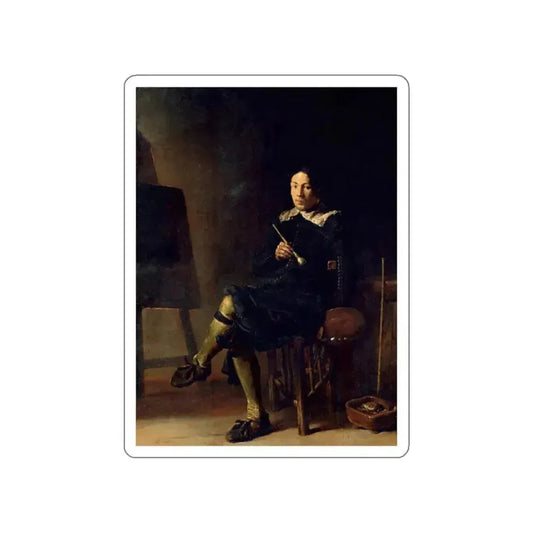 SAFTLEVEN, Cornelis - Selfportrait with Easel (Artwork) STICKER Vinyl Die-Cut Decal White Die-Cut 2 Inch - The Sticker Space