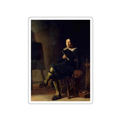SAFTLEVEN, Cornelis - Selfportrait with Easel (Artwork) STICKER Vinyl Die-Cut Decal White Die-Cut 6 Inch - The Sticker Space