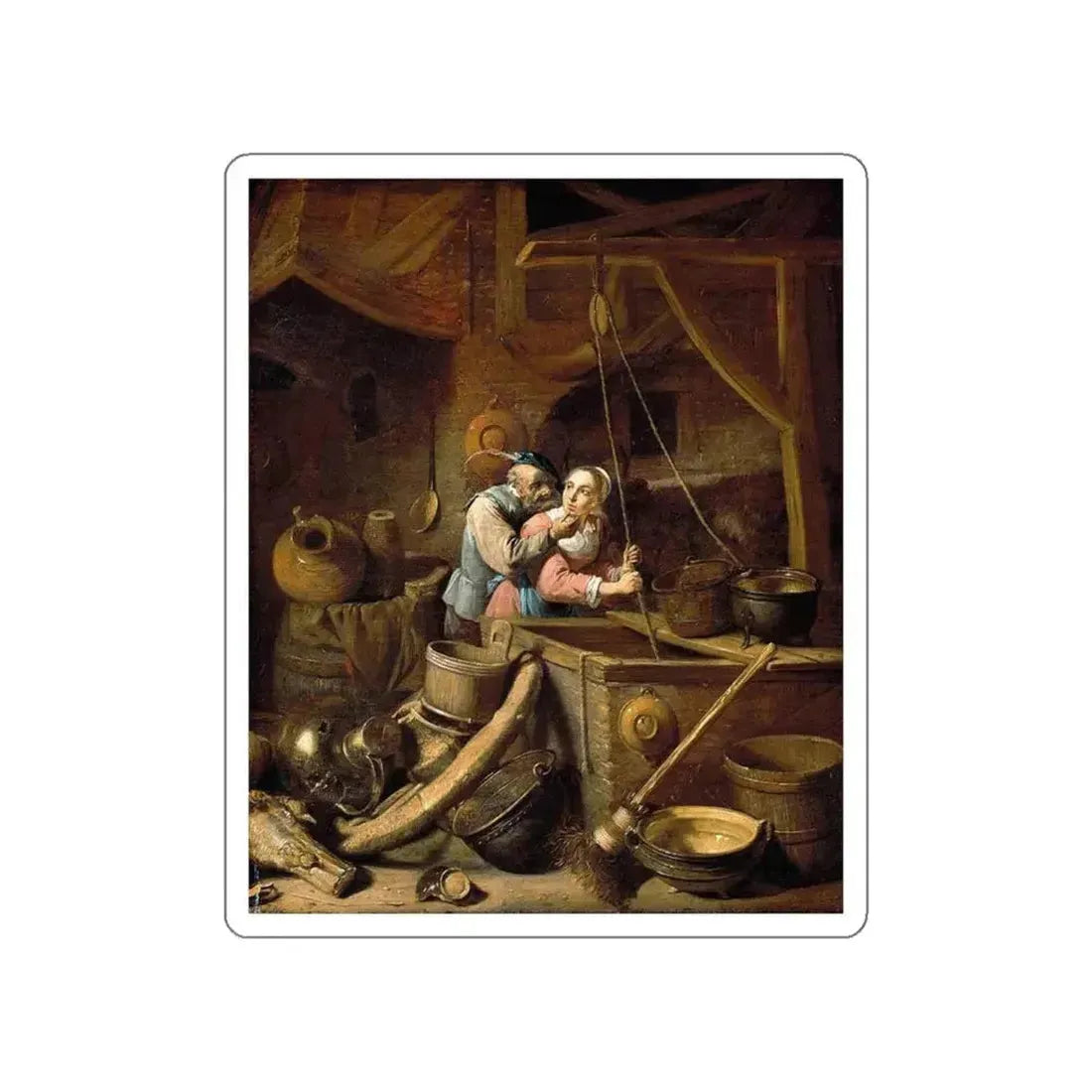 SAFTLEVEN, Herman - Barn Interior (Artwork) STICKER Vinyl Die-Cut Decal White Die-Cut 4 Inch - The Sticker Space