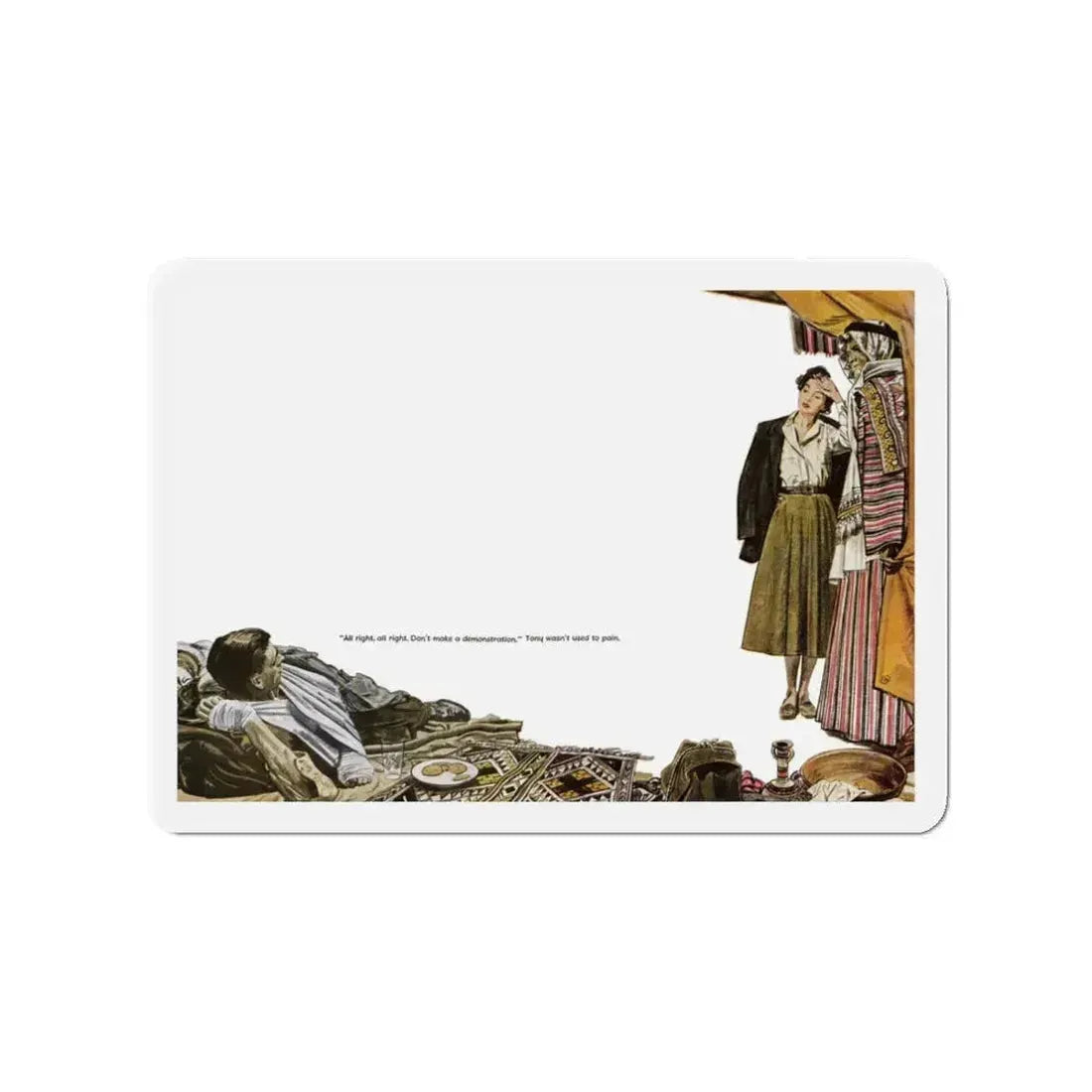 Sahara Flight (2), Cosmopolitan, August 1954 (Magazine Illustration) Refrigerator Magnet 3 Inch Die-Cut - The Sticker Space