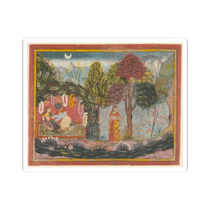 Sahibdin - Krishna and Radha in a Bower- Page From a Dispersed Gita Govinda - ca. 1665 v1 - STICKER Vinyl Kiss-Cut Decal