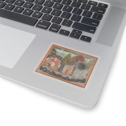 Sahibdin - Krishna and Radha in a Bower- Page From a Dispersed Gita Govinda - ca. 1665 v1 - STICKER Vinyl Kiss-Cut Decal