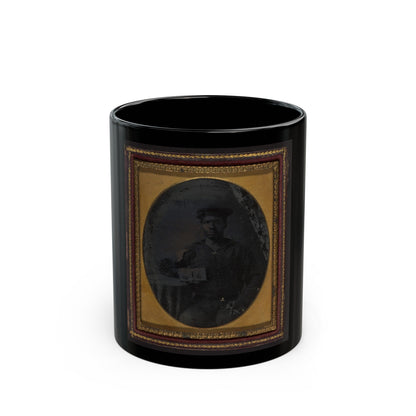 Sailor With Cigar In Hand Holding A Double Case Image Of Confederate Soldiers (U.S. Civil War) Black Coffee Mug-11oz-The Sticker Space