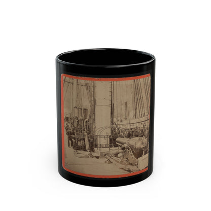 Sailors And A Cannon On Deck Of A Gunboat (U.S. Civil War) Black Coffee Mug-11oz-The Sticker Space