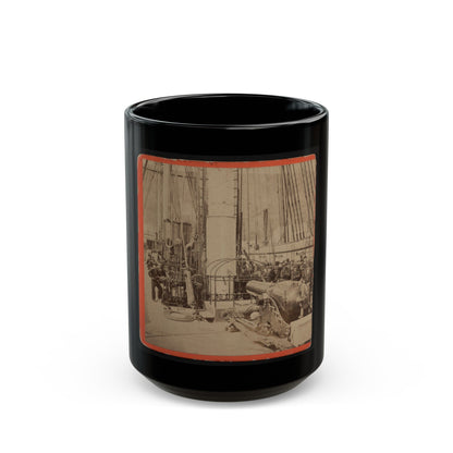 Sailors And A Cannon On Deck Of A Gunboat (U.S. Civil War) Black Coffee Mug-15oz-The Sticker Space