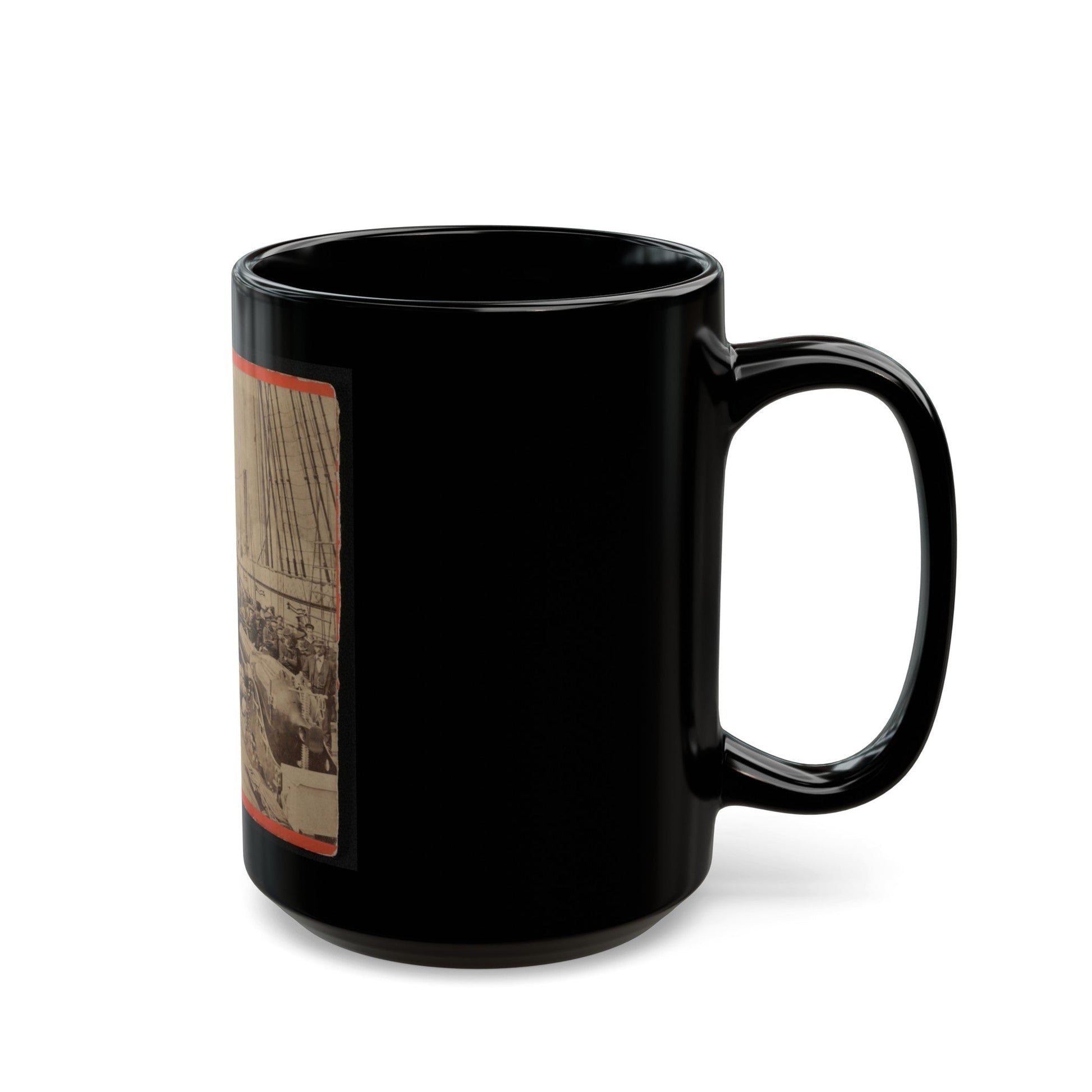 Sailors And A Cannon On Deck Of A Gunboat (U.S. Civil War) Black Coffee Mug-The Sticker Space