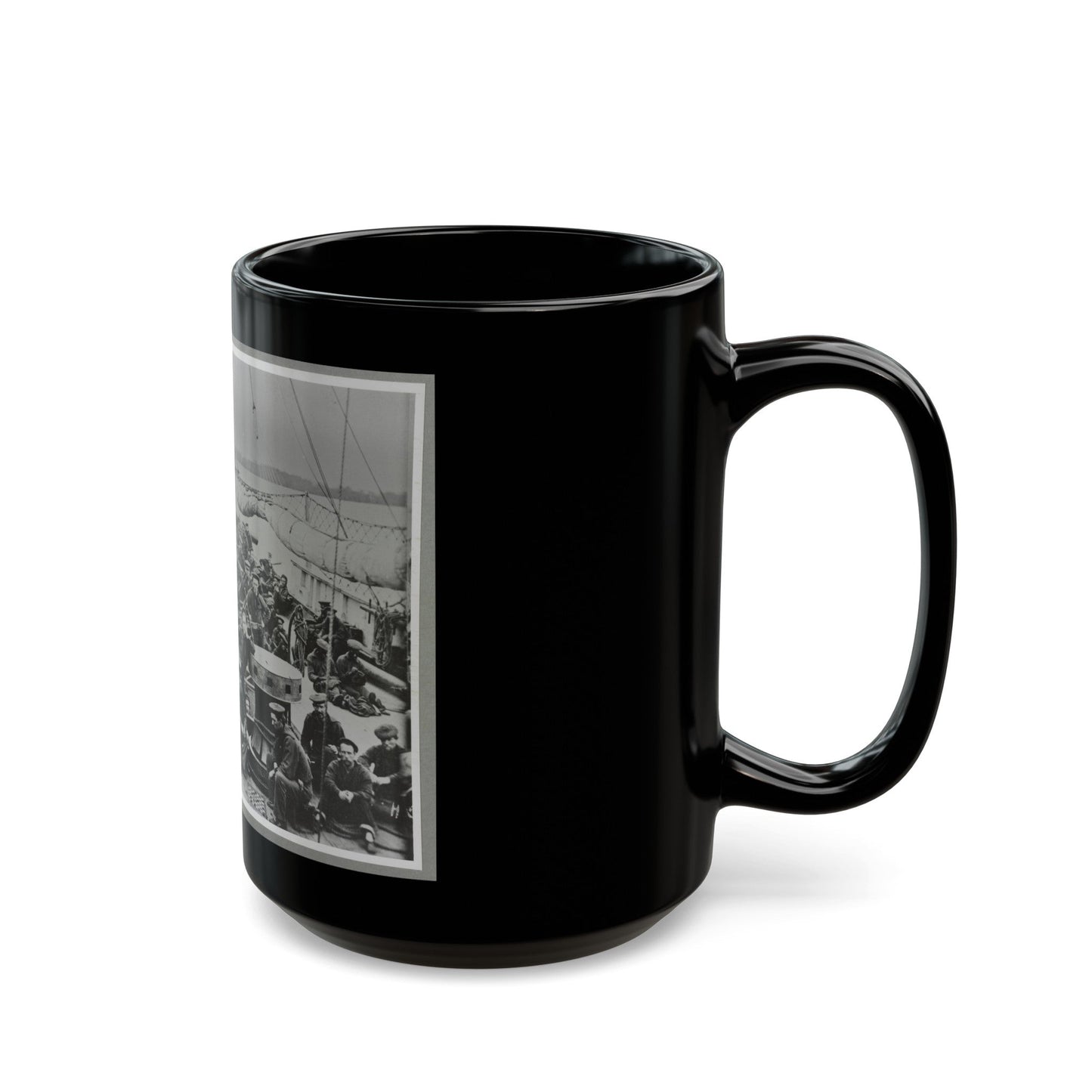 Sailors On Deck Of Warship (U.S. Civil War) Black Coffee Mug-The Sticker Space