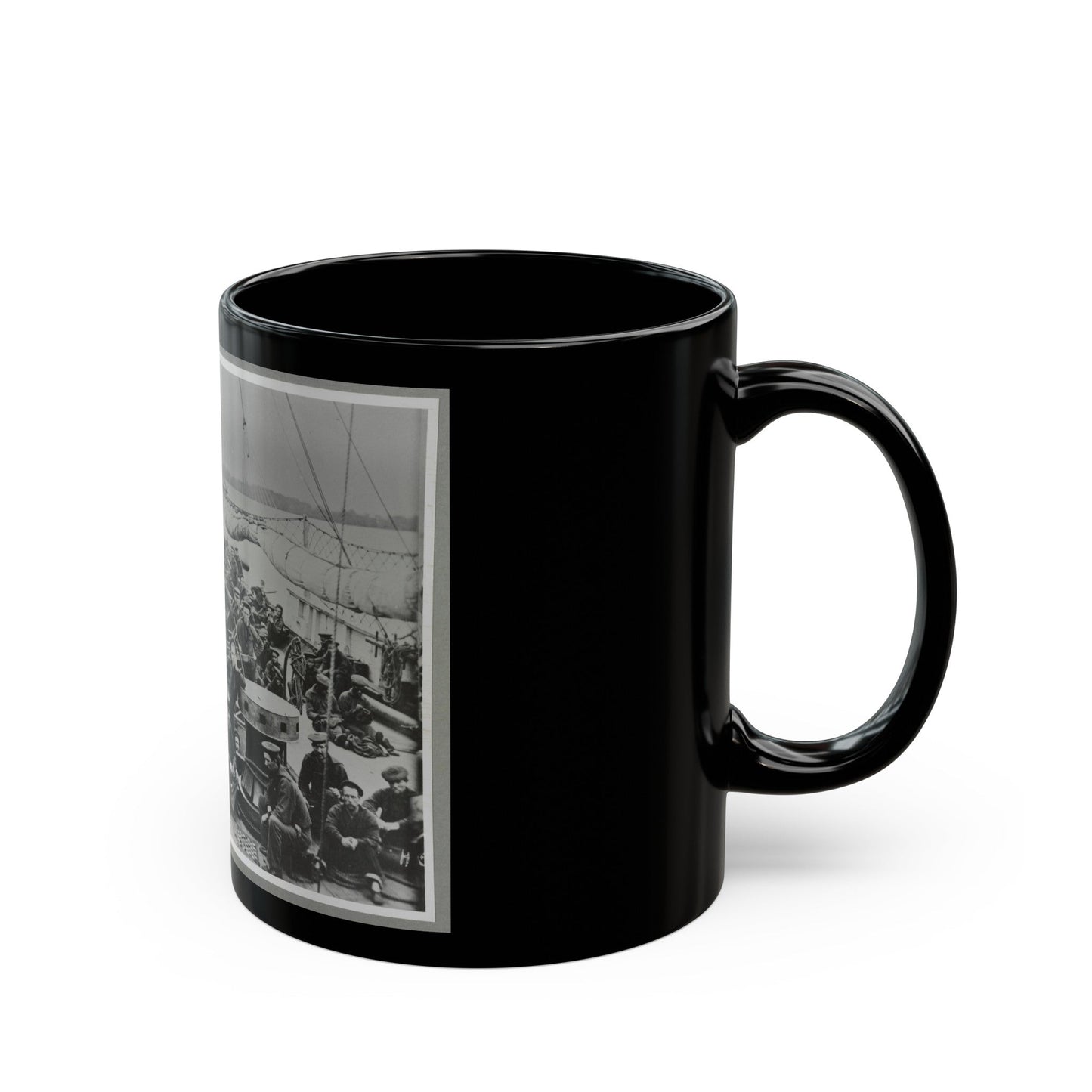 Sailors On Deck Of Warship (U.S. Civil War) Black Coffee Mug-The Sticker Space