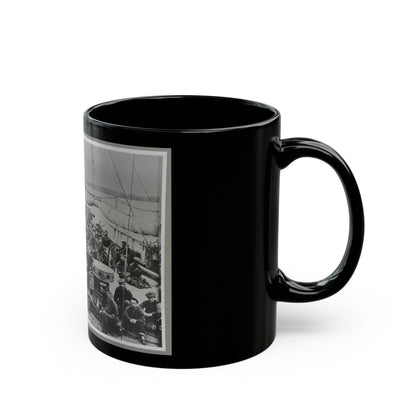 Sailors On Deck Of Warship (U.S. Civil War) Black Coffee Mug-The Sticker Space