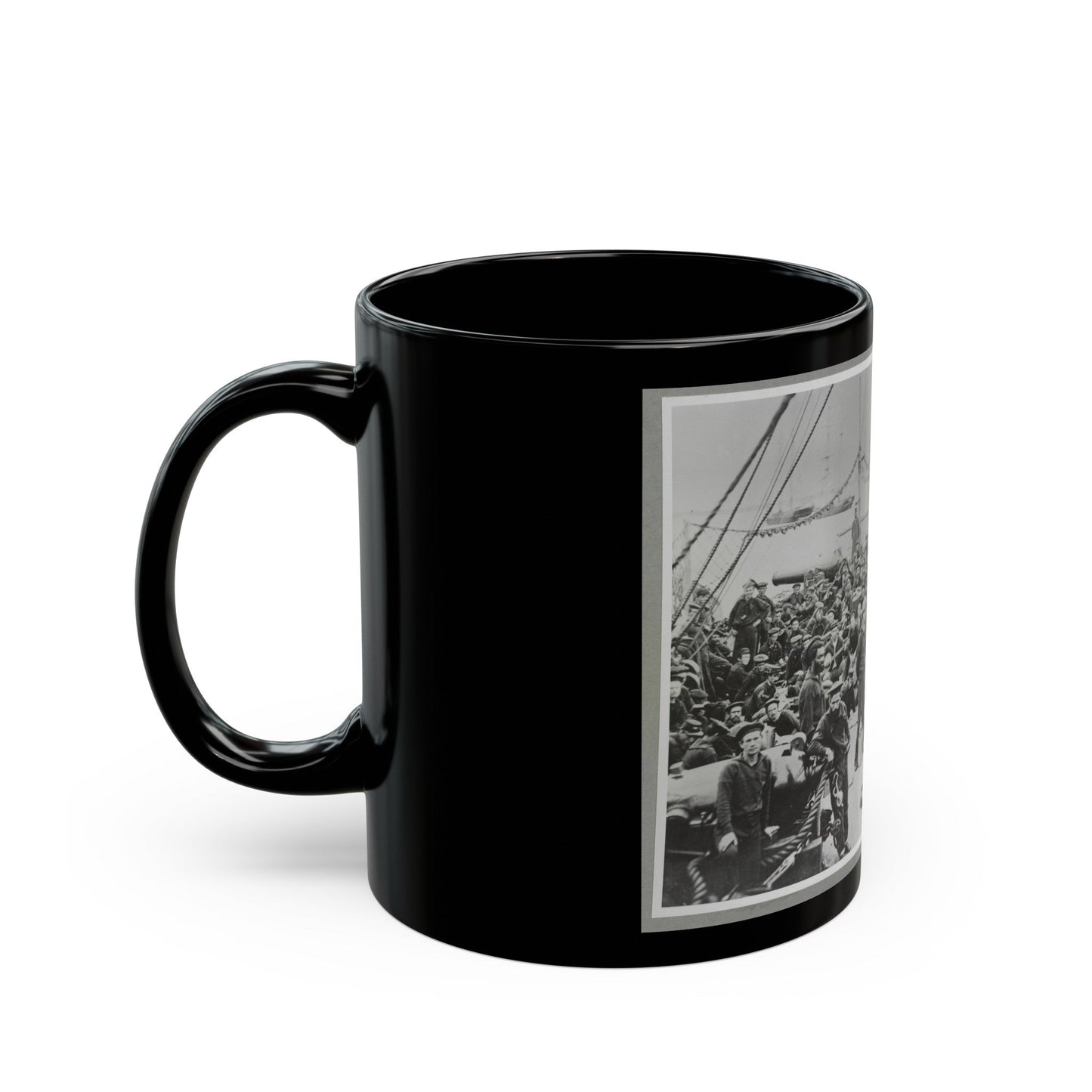 Sailors On Deck Of Warship (U.S. Civil War) Black Coffee Mug-The Sticker Space