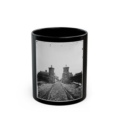 Saint Augustine, Fla. Entrance Gate, With Street And Houses Beyond (U.S. Civil War) Black Coffee Mug-11oz-The Sticker Space