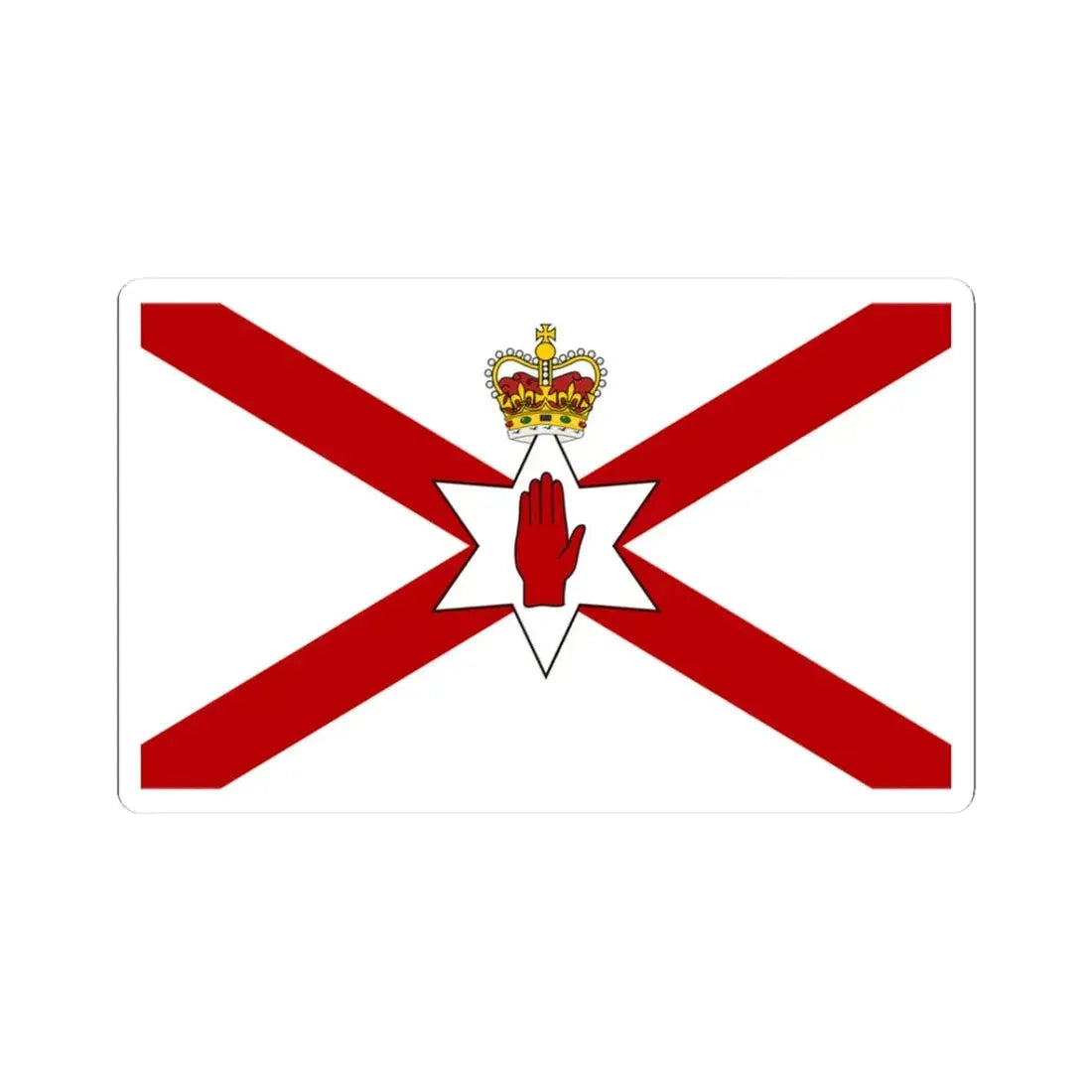 Saint Patricks flag for Northern Ireland crowned (Ireland) STICKER Vinyl Kiss-Cut Decal 3 Inch White - The Sticker Space