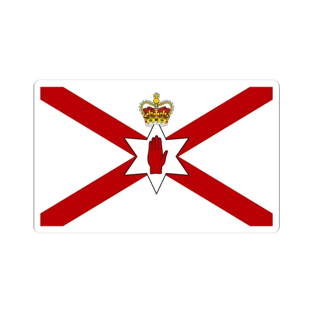 Saint Patricks flag for Northern Ireland crowned (Ireland) STICKER Vinyl Kiss-Cut Decal 4 Inch White - The Sticker Space