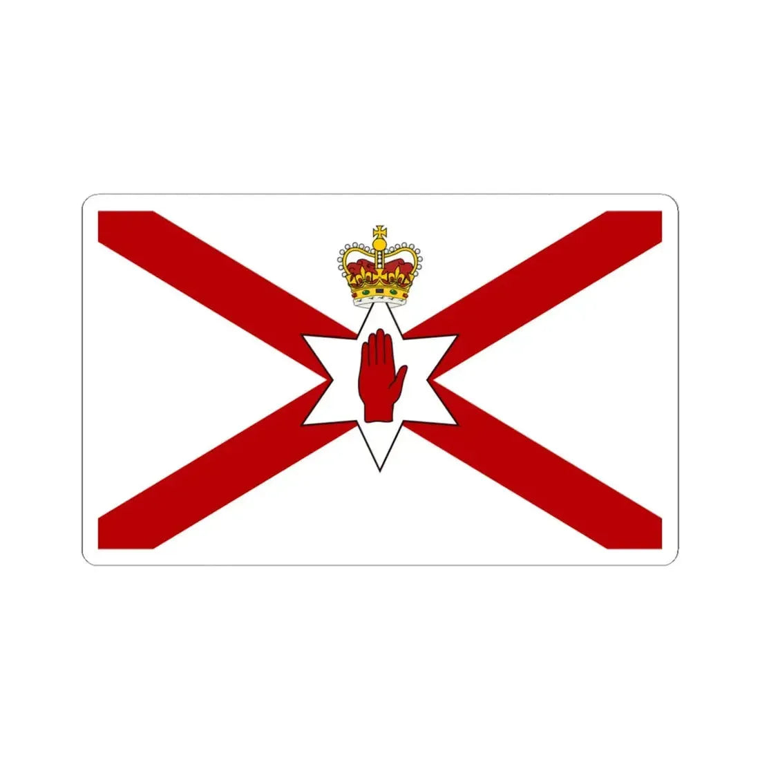 Saint Patricks flag for Northern Ireland crowned (Ireland) STICKER Vinyl Kiss-Cut Decal 6 Inch White - The Sticker Space
