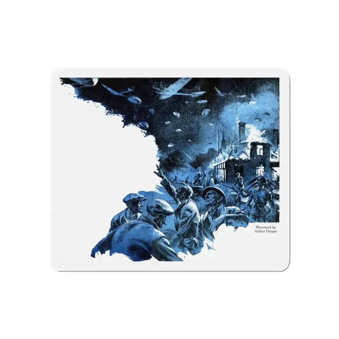 Sainte Mere Eglise, Blue Book Magazine, March 1947 (Magazine Illustration) Refrigerator Magnet 5 Inch Die-Cut - The Sticker Space