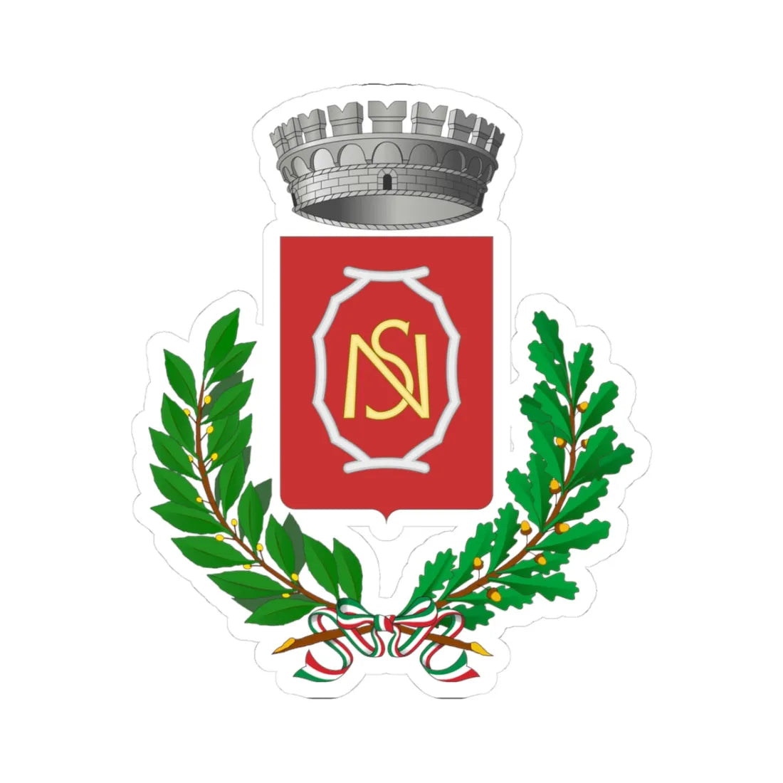 Salzano-Stemma (Italy) (Coat of Arms) STICKER Vinyl Kiss-Cut Decal 3 Inch White - The Sticker Space