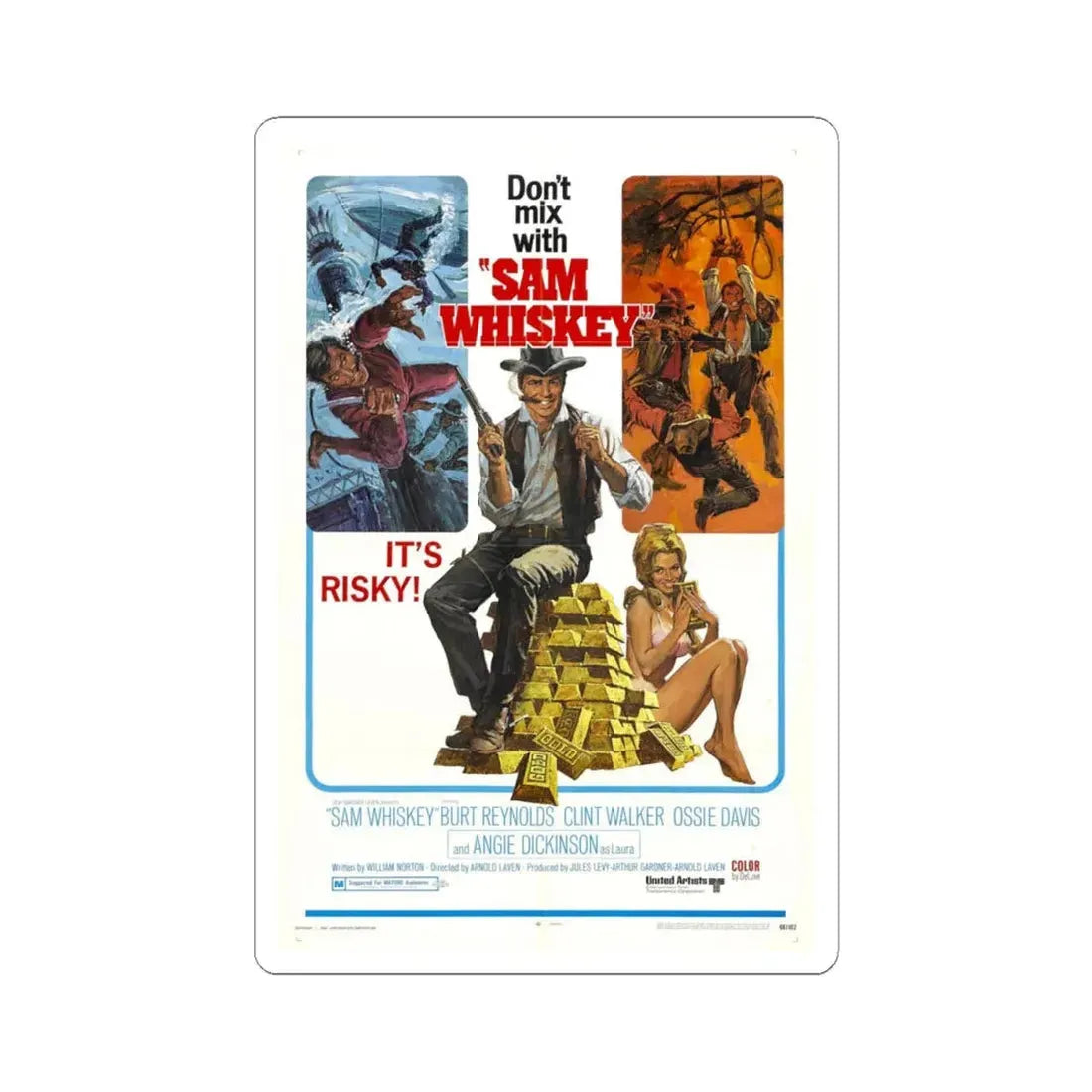 Sam Whiskey 1969 Movie Poster - STICKER Vinyl Kiss-Cut Decal 4 Inch White - The Sticker Space