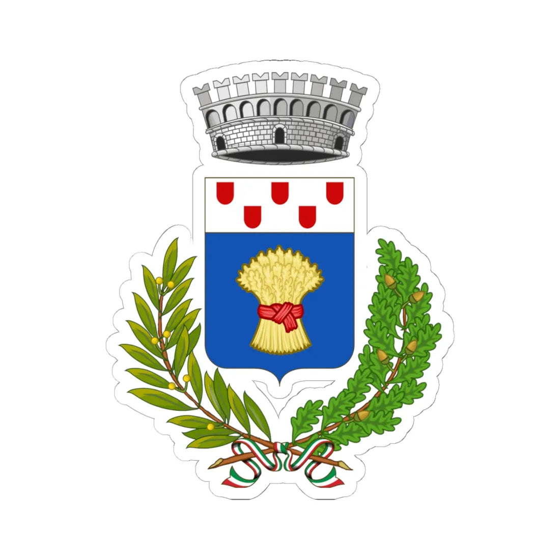 Samatzai-Stemma (Italy) (Coat of Arms) STICKER Vinyl Kiss-Cut Decal 6 Inch White - The Sticker Space