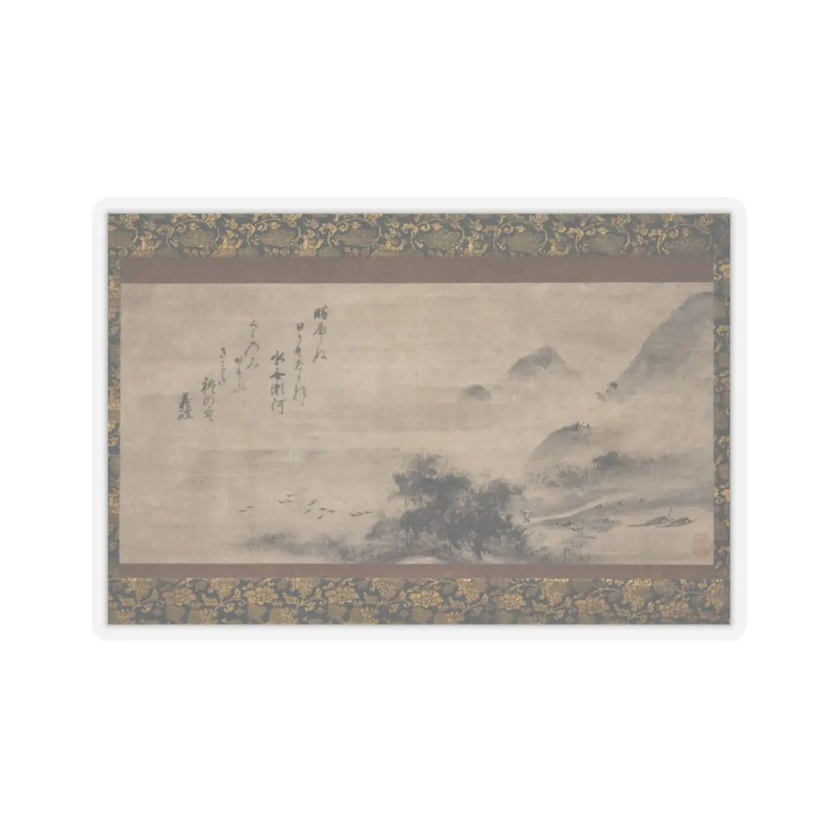 Sōami - Rainy Landscape - 17th century v1 - STICKER Vinyl Kiss-Cut Decal