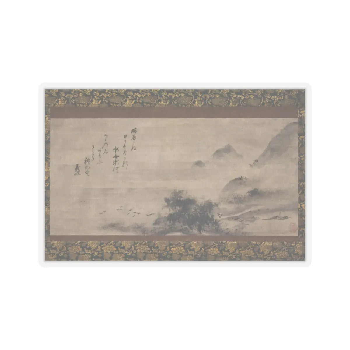 Sōami - Rainy Landscape - 17th century v1 - STICKER Vinyl Kiss-Cut Decal